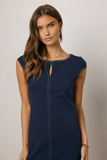 round neckline mini dress