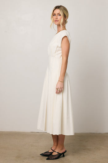 midi dress with cinched waist