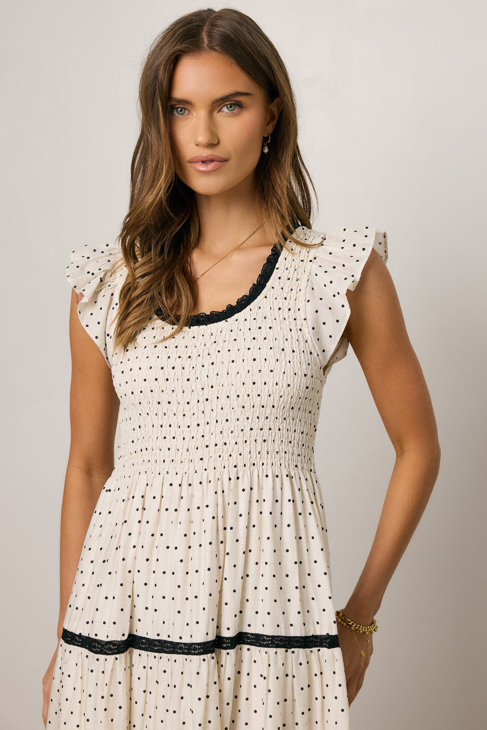dress with lace trim
