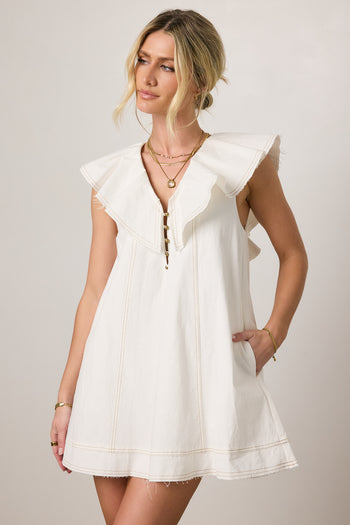 white dress with pockets