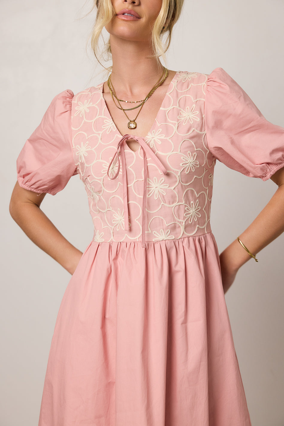 dress with floral embroidery detail