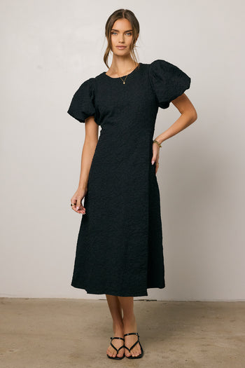 puff sleeve midi dress