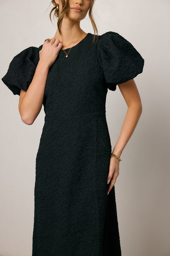 textured black dress