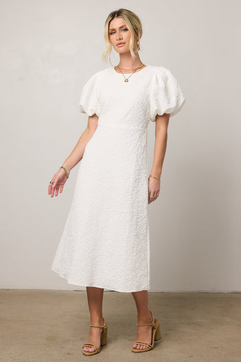 white dress with short sleeves