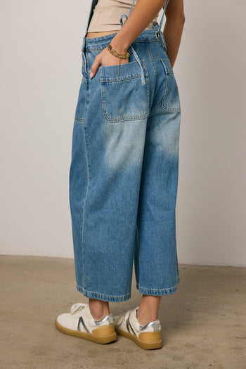 cropped denim overalls