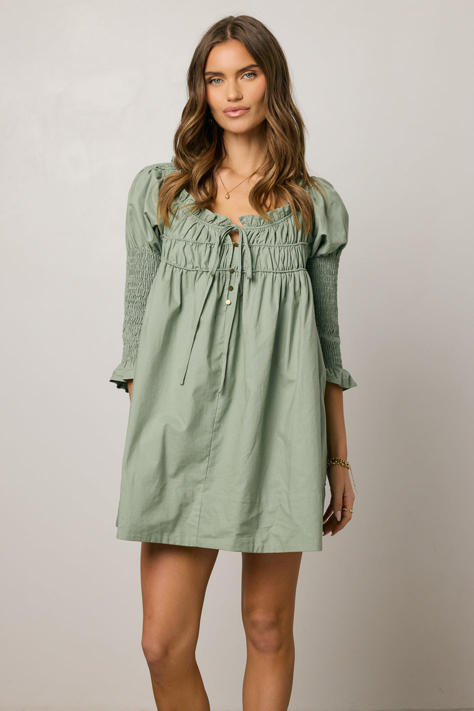 sage green mini dress