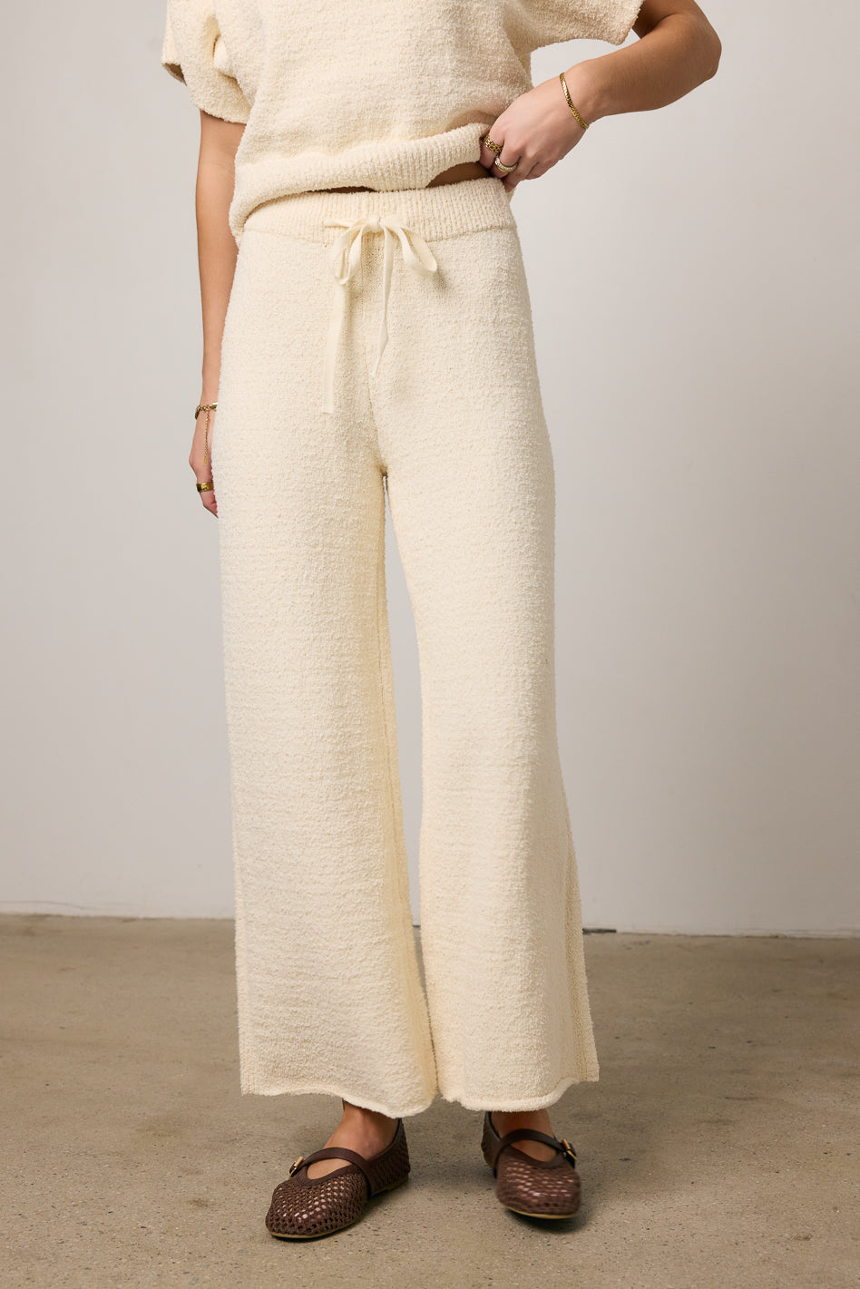 high rise knit pants
