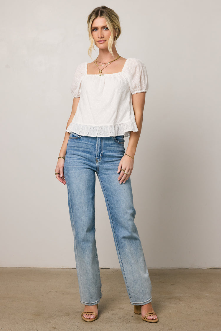 straight leg denim jeans