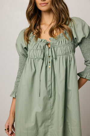 Nolan Babydoll Dress in Sage - FINAL SALE Nolan Babydoll Dress in Sage - FINAL SALE