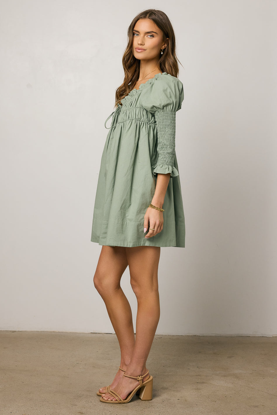 Nolan Babydoll Dress in Sage - FINAL SALE Nolan Babydoll Dress in Sage - FINAL SALE