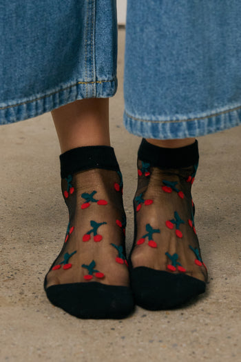 BLACK CHERRY SEE THOUGH SOCKS