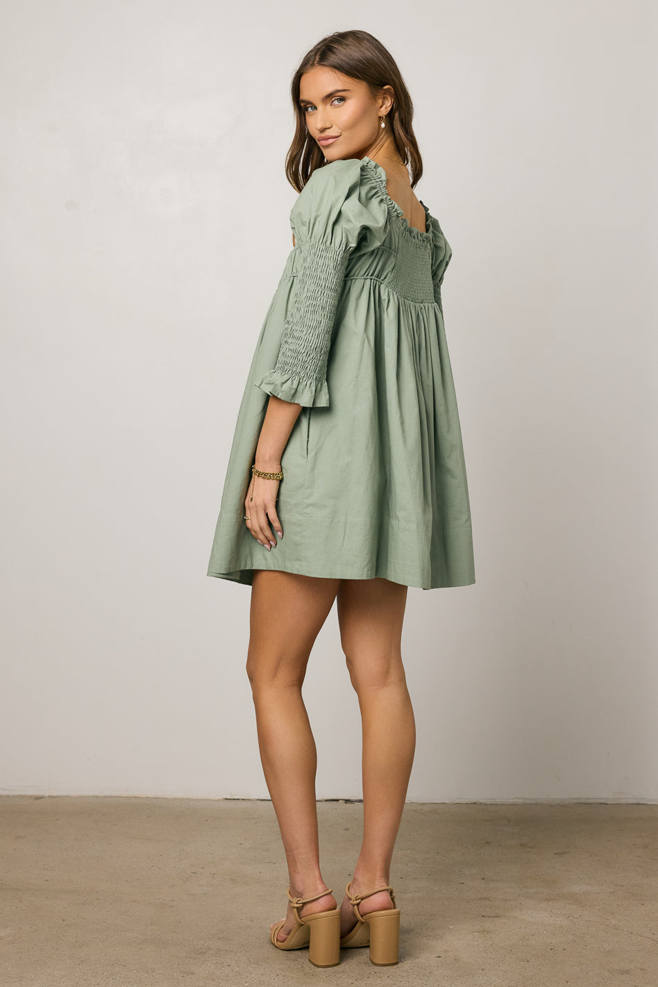dress with smocked sleeves