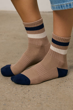 Striped Knit Socks in Mocha