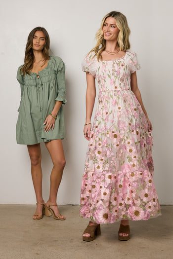 ruffled square neckline