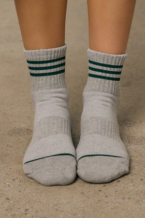 Basic Stripe Crew Sock in Grey