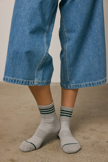 SRIPED CREW SOCKS IN GREY