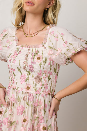 floral pink maxi dress