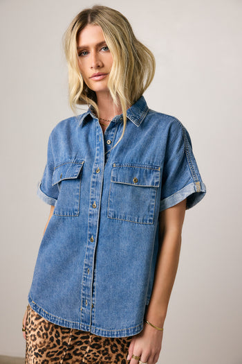 short sleeve denim top