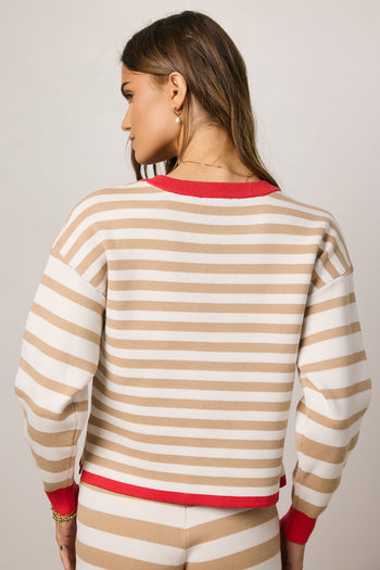 tan and white striped sweater