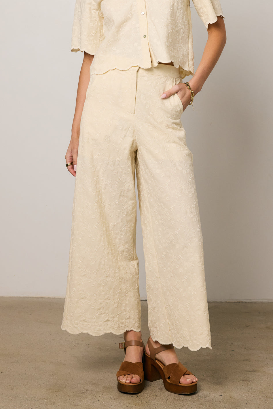 pants with scalloped hem