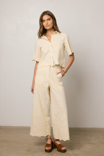 embroidered pants in cream