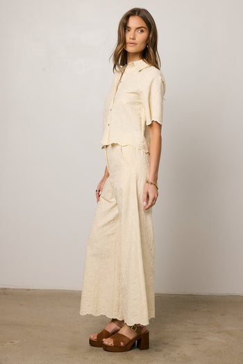 cream wide leg pants