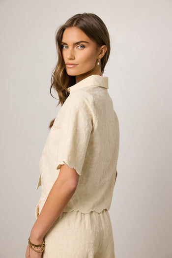 cream top with collar