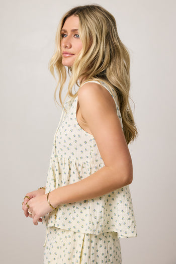 sleeveless floral top