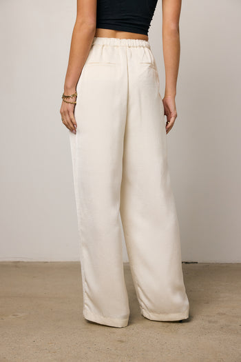 satin pants with elastic waist
