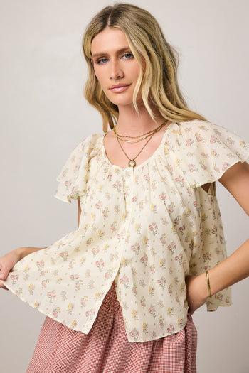 floral blouse with short sleeves