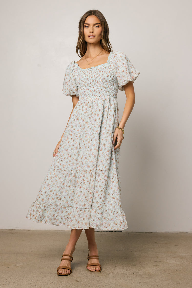blue floral dress