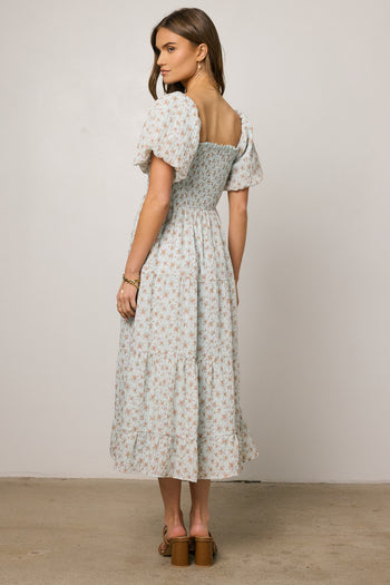 floral dress with puff sleeves