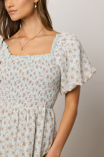 smocked floral dress