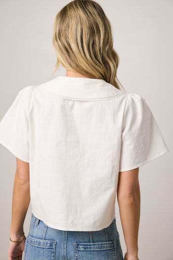 Ethan Tie Front Blouse in White