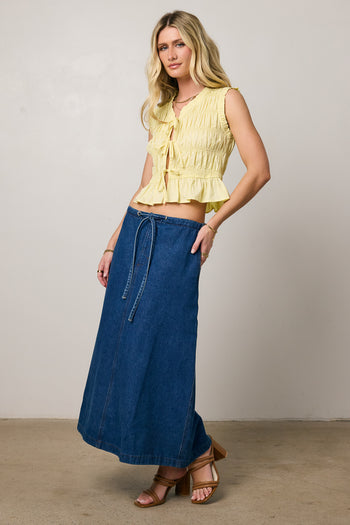 yellow top with peplum detail