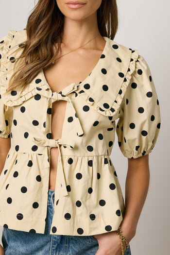 polka dot top with collar