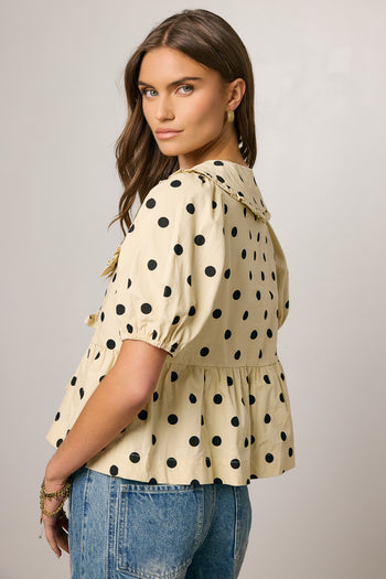 peplum blouse with polka dots