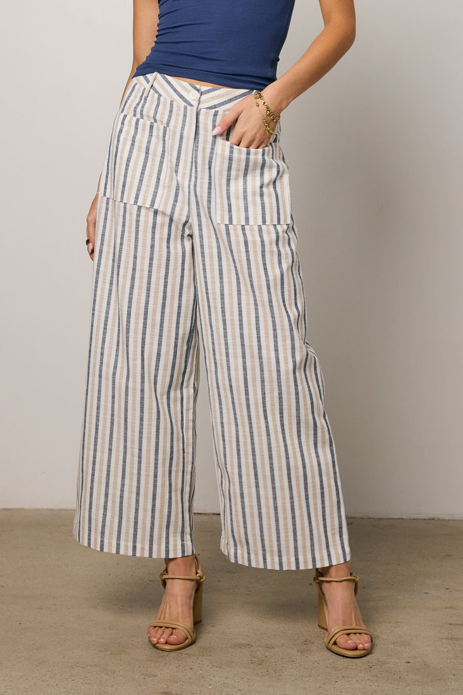 striped pants with pockets