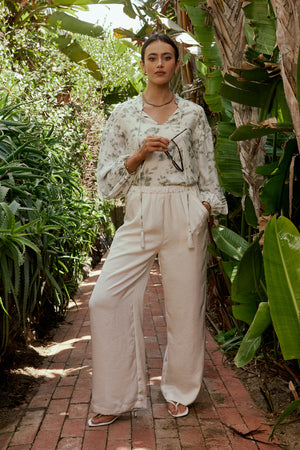 Maya Wide Leg Pants in Ecru