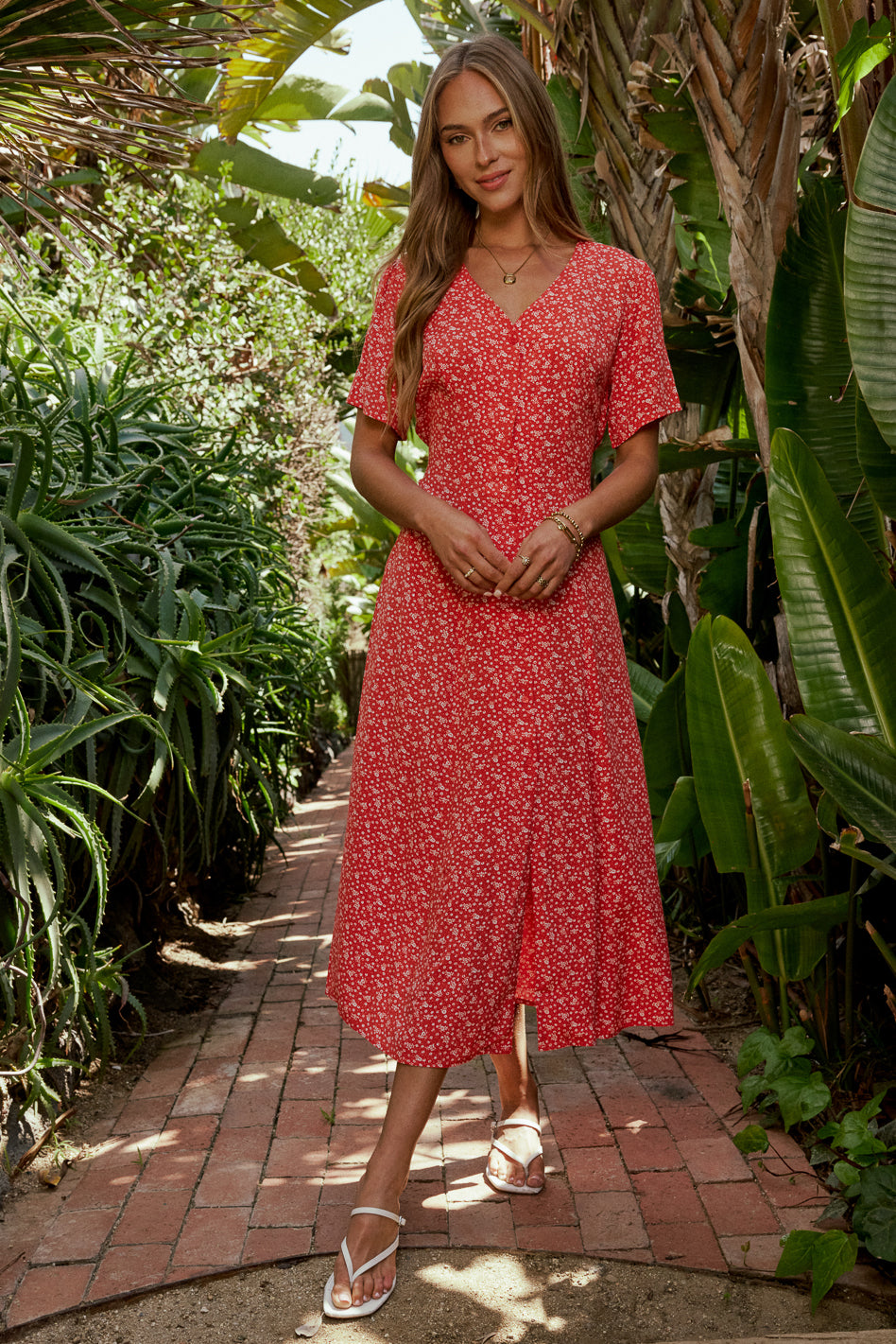 Ember Floral Midi Dress in Red - FINAL SALE Ember Floral Midi Dress in Red - FINAL SALE
