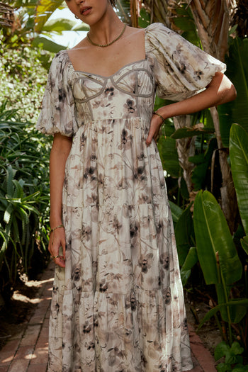 ivory printed dress