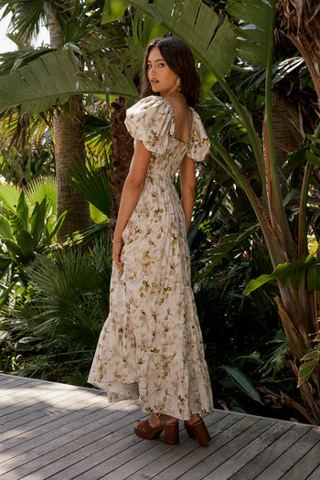 CUFFED PUFF SLEEVE MIDI DRESS 