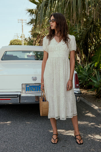 white polka dot dress