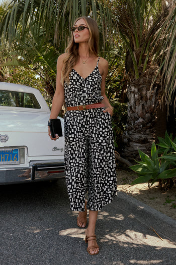 black jumpsuit with pockets