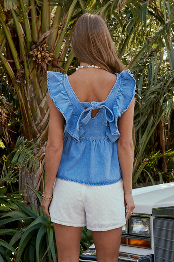 DENIM TOP WITH TIE BACK 