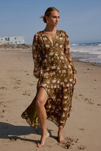 long sleeve olive dress