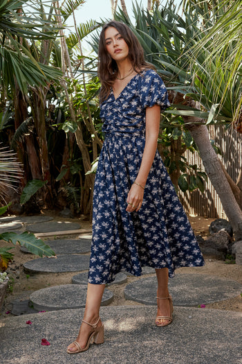 v neckline on floral maxi dress 