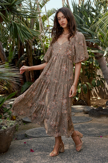 tiered printed dress