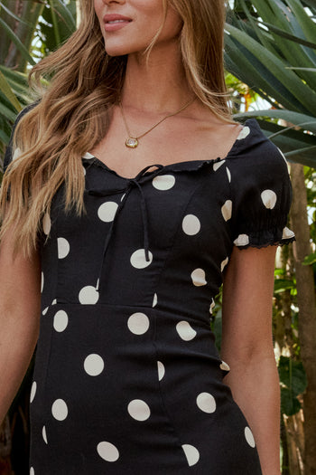 tie front polka dot dress