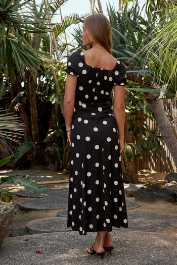maxi dress in polka dot
